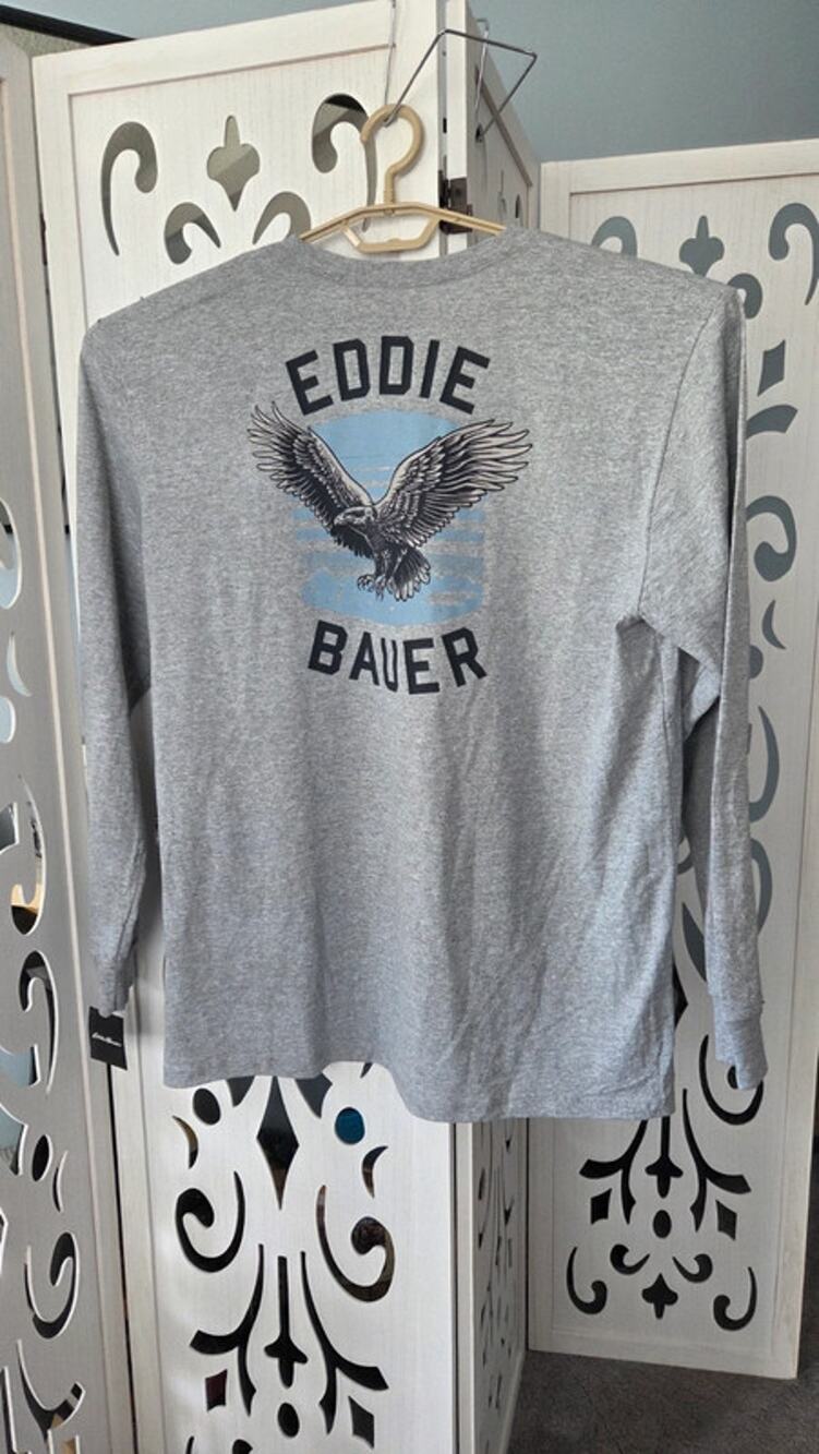 Eddie Bauer Eagle Graphic Long Sleeve T-Shirt Men's XL Gray NWT Outdoor Hike Tee